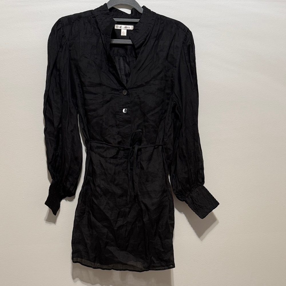 Black Women's Tie-Waist Button Dress -Banana Republic Dress